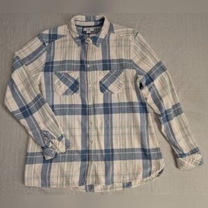 Croft & Barrow The Extra Soft Plaid Flannel Button Up Shirt Blue White Pink - M